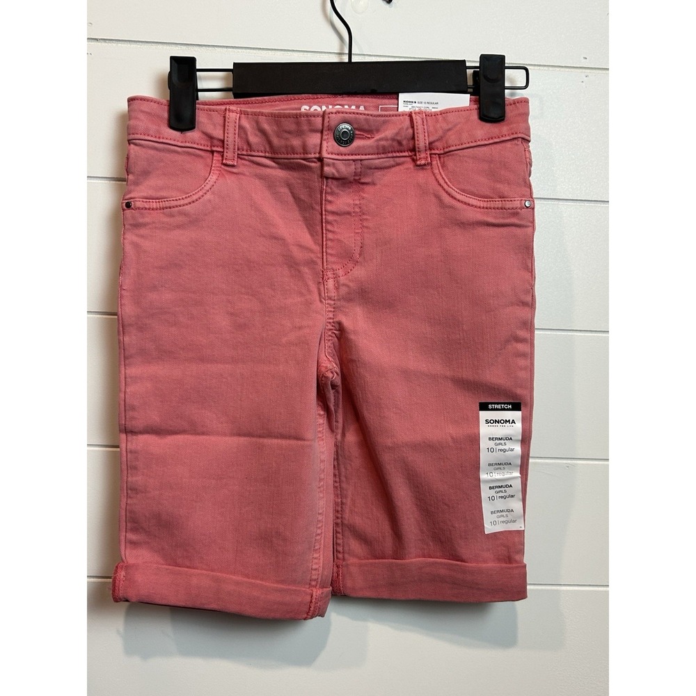 Sonoma Bermuda Shorts Girl's 10 Regular  Coral‎ Adjustable Waist NWT